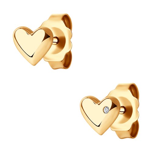 Cercei din Aur Roz 14K cu Diamante ”Inima”
